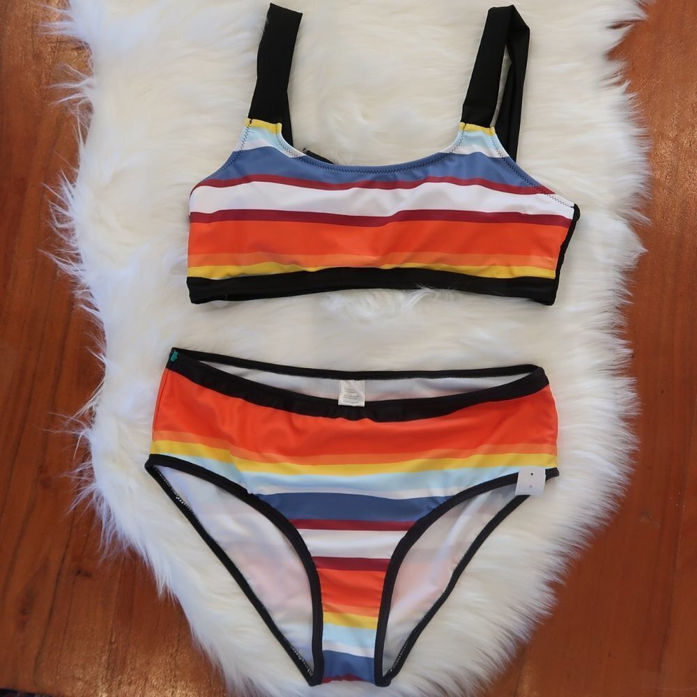 Joyce Leslie Striped Bikini Top and Bottom Size M